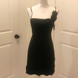 BEBE WOMENS BLACK FLORAL EMBELLISHED DRESS wool blend SIZE 6